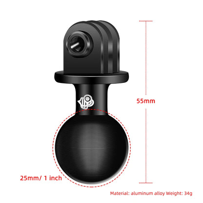 1" Ball Head Adapter Mount for Motorcycle Handlebar – Rearview Mirror Bracket for DJI, GoPro & Insta360 Cameras