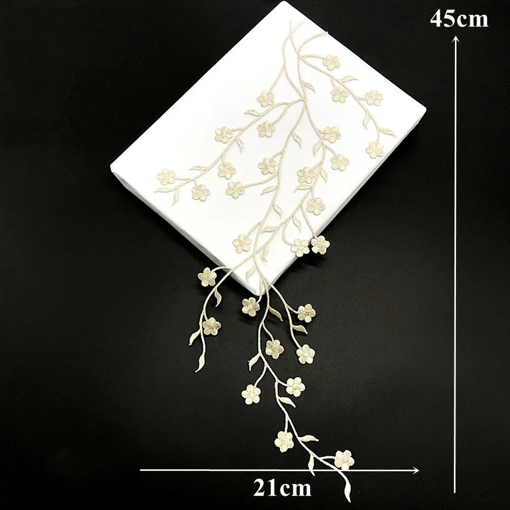 Silver Baroque Sequin Flower Applique – Embroidered Iron-On Patch for Wedding & DIY Crafts