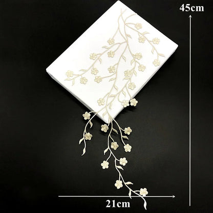 Silver Baroque Sequin Flower Applique – Embroidered Iron-On Patch for Wedding & DIY Crafts