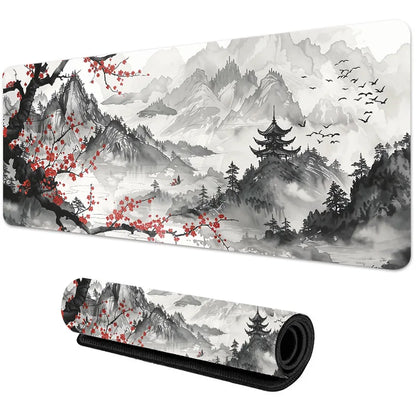 Sakura Scenery Large Anti-Slip Rubber Gaming Mouse Pad – Durable Thick Seam Edge Desk Mat for Office & Gaming