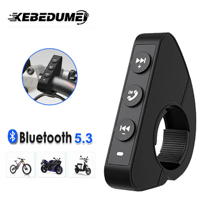 Kebidumei Bluetooth 5.3 Handlebar Remote Controller - Waterproof Wireless Media Control for Motorcycle Helmet Headsets