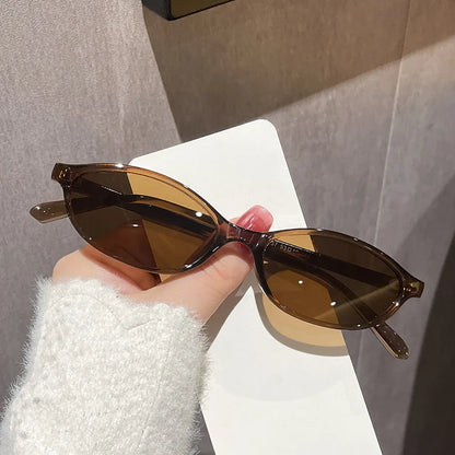 Retro Oval Frame Sunglasses — Trendy Small Frame Punk Cat Eye Sunshade Glasses, Personalized Fashion Sun Protection Eyewear