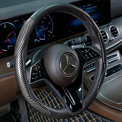 Carbon Fiber Silicone Steering Wheel Cover - Non-Slip Microfiber Leather Universal Car Wheel Protector 2/3PCS