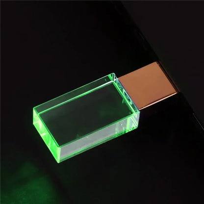 Crystal USB Flash Drive - LED Memory Stick 8GB–64GB