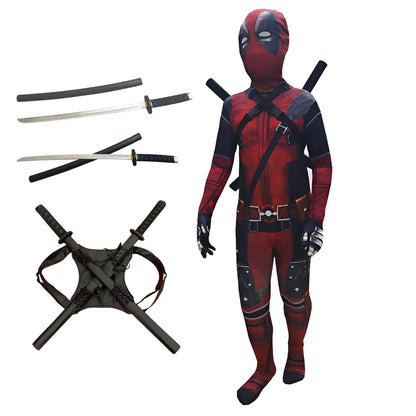 Deadpool Kids Halloween Cosplay Costume – Superhero Jumpsuit for Children