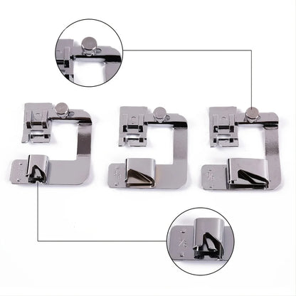 Sewing Machine Rolled Hem Presser Foot - 9mm 13mm 19mm 25mm Multi-Size Sewing Accessory