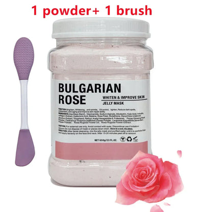 650g Chamomile & Hyaluronic Acid Facial Mask Powder – Moisturizing Rose Jelly Skin Care Mask with Silicone Brush for Elasticity Boost