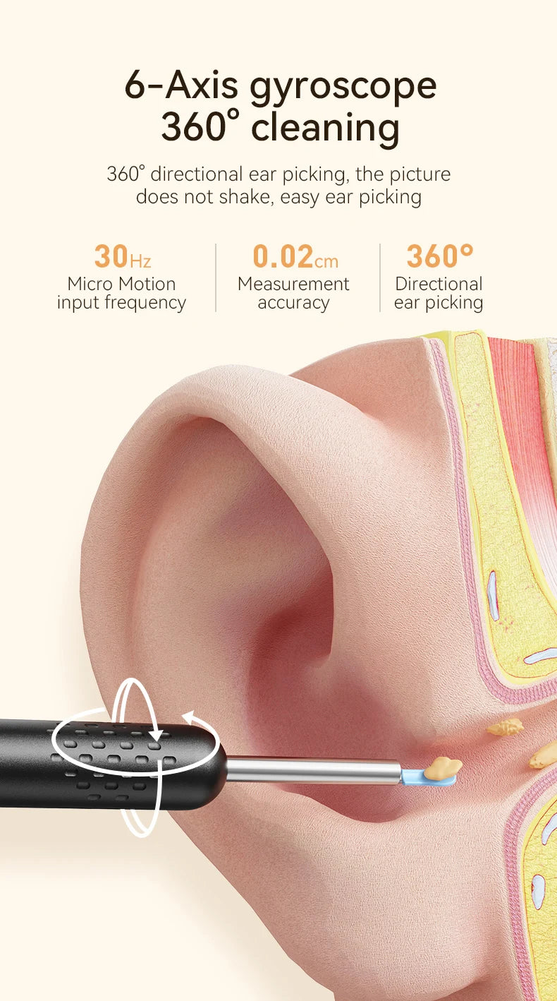 Ear Wax Removal Tool with 8M HD Camera – Ear Cleaner Endoscope with 6 LED Lights, Ear Cleaning Kit for Adults & Children