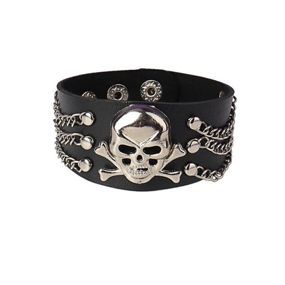 90s Punk Style Bracelet – PU Leather with 3 Rows of Spikes & Square Studs, Fashion Bangle for 2024