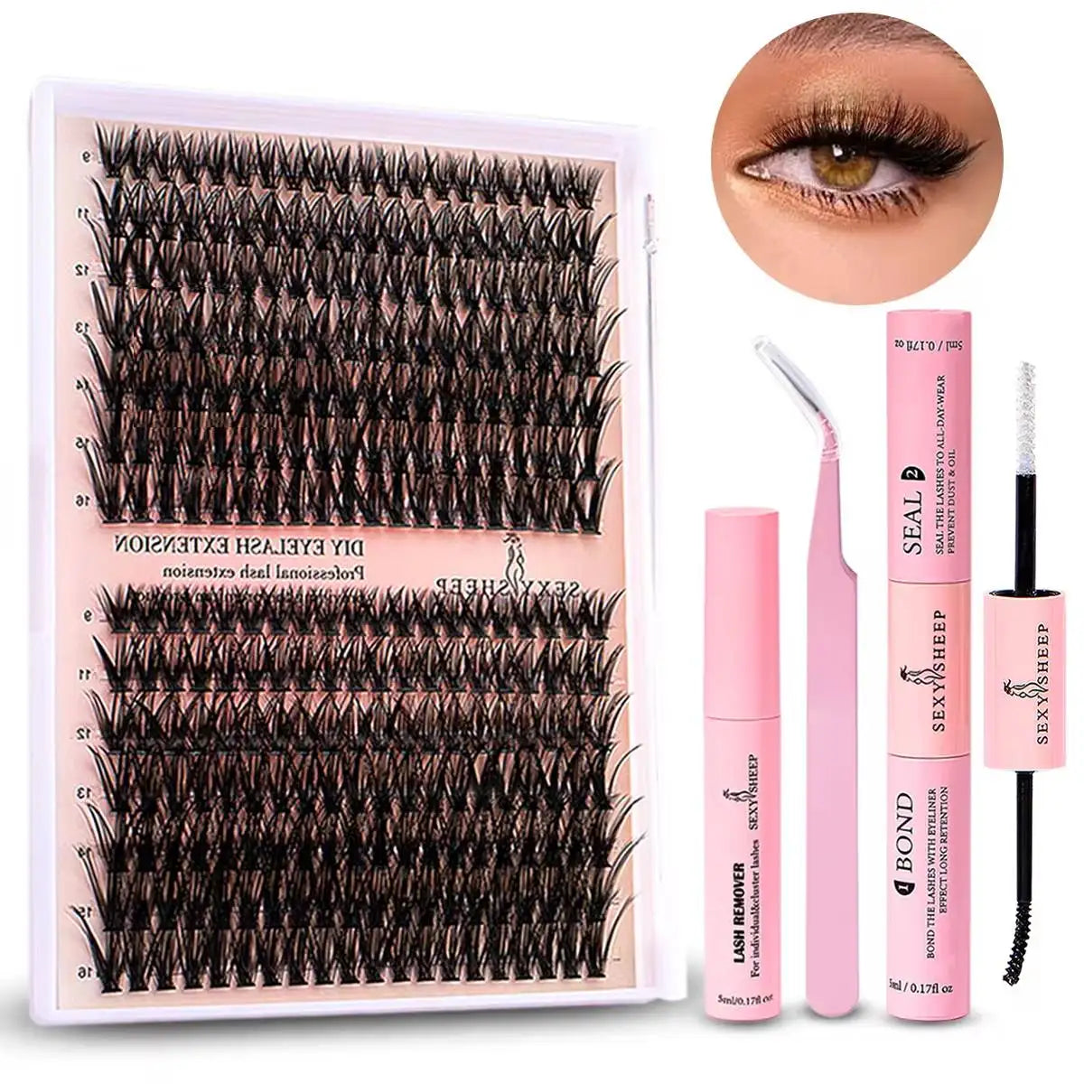 DIY Lash Extension Kit – 280pcs Individual Cluster Lashes (9-16mm, 40D-80D) with Bond, Seal & Remover