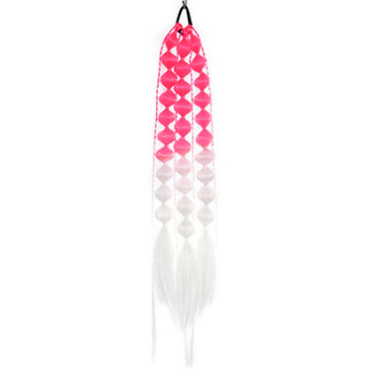 Colorful Bubble Braid Ponytail Extension – Long Lantern Braided Synthetic Hairpiece with Tie