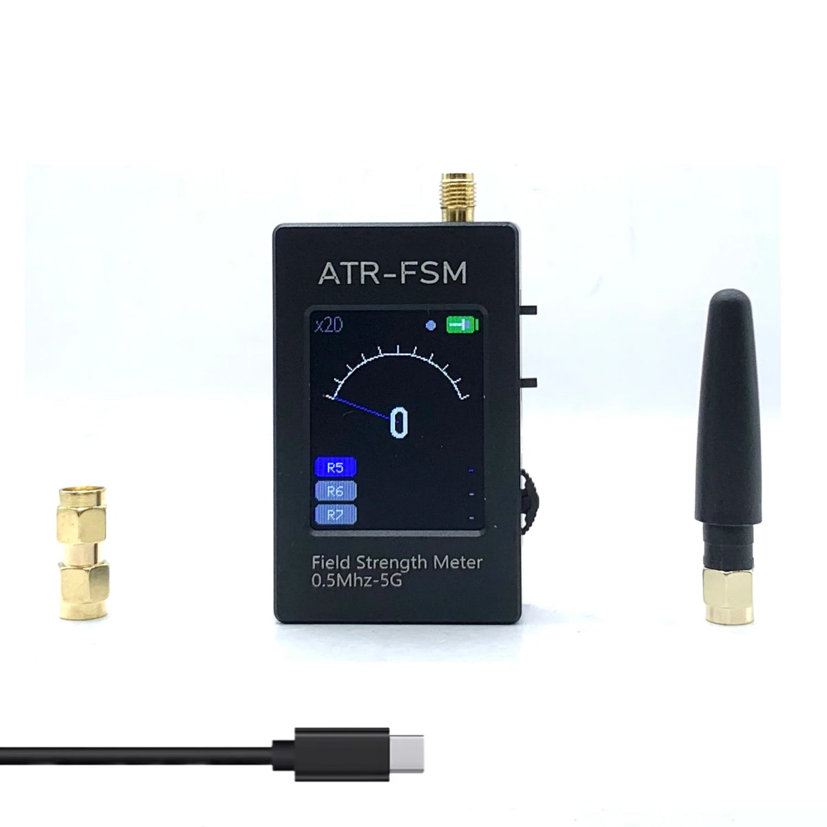 ATR-FSM Portable Field Strength Meter - 0.5MHz–5GHz Electromagnetic Signal Detector with Gain Switch & -70dBm to +50dBm Range