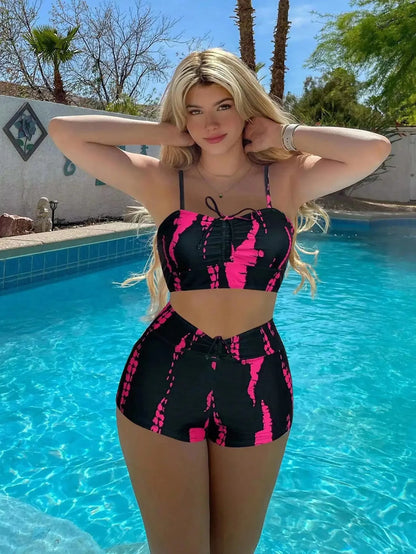 Women’s High Waist Bikini Set - Sexy Two Piece Swimsuit with Trendy Cross Strap Design Beach Swimwear