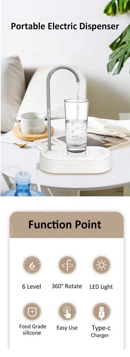 Electric Water Pump Dispenser — Automatic Gallon Bottle Pump for Home & Office, Portable Cold Water Pump