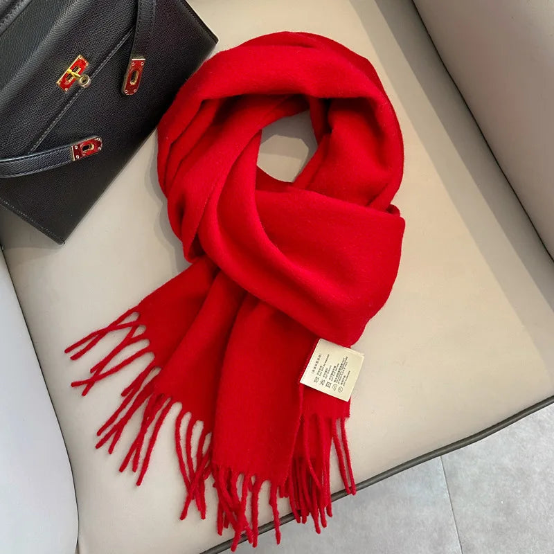 Winter Narrow Wool Scarf – 28 Colors, 100% Wool Solid Color Unisex Scarf for Men & Women, Warm and Cold-Proof