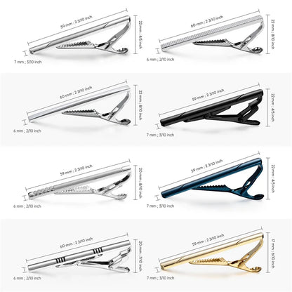 Men's Tie Clip & Cufflink Set - 7/8/10 Piece Luxury Gift Box Jewelry for Weddings & Formal Wear