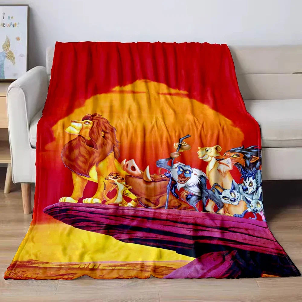 Lion King Simba Cartoon Flannel Blanket – Soft Cozy Throw for Sofa, Bed, Car, Camping, Travel & Kids Gift