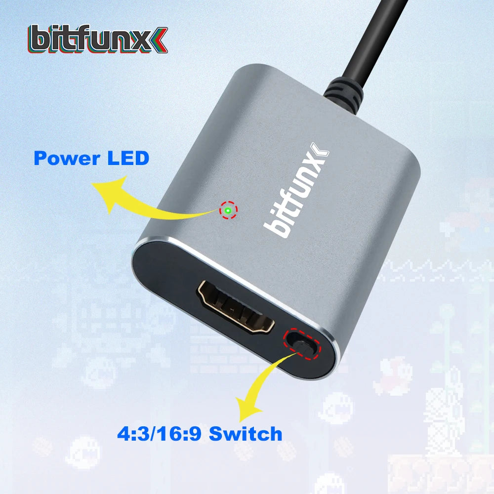 Bitfunx 720P HDMI Adapter – S-Video & AV to HDTV Converter for N64, SNES, SFC, NGC, NTSC & PAL Consoles