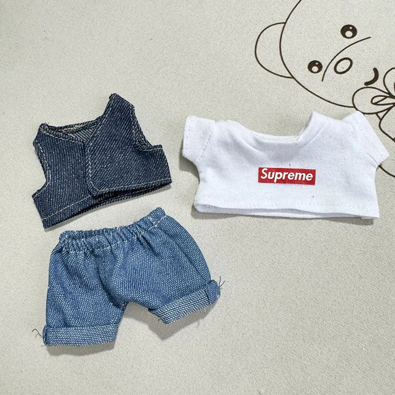 17cm Lovely Labubu Doll Clothes - First & Second Generation Supreme Clothing Set, Multi-Color Outfits