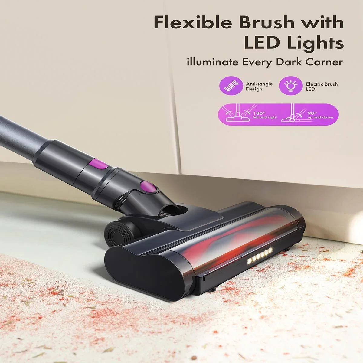 Homeika Cordless Stick Vacuum Cleaner – 23KPa Powerful Suction, 48min Runtime, LED Display for Hard Floors & Carpets