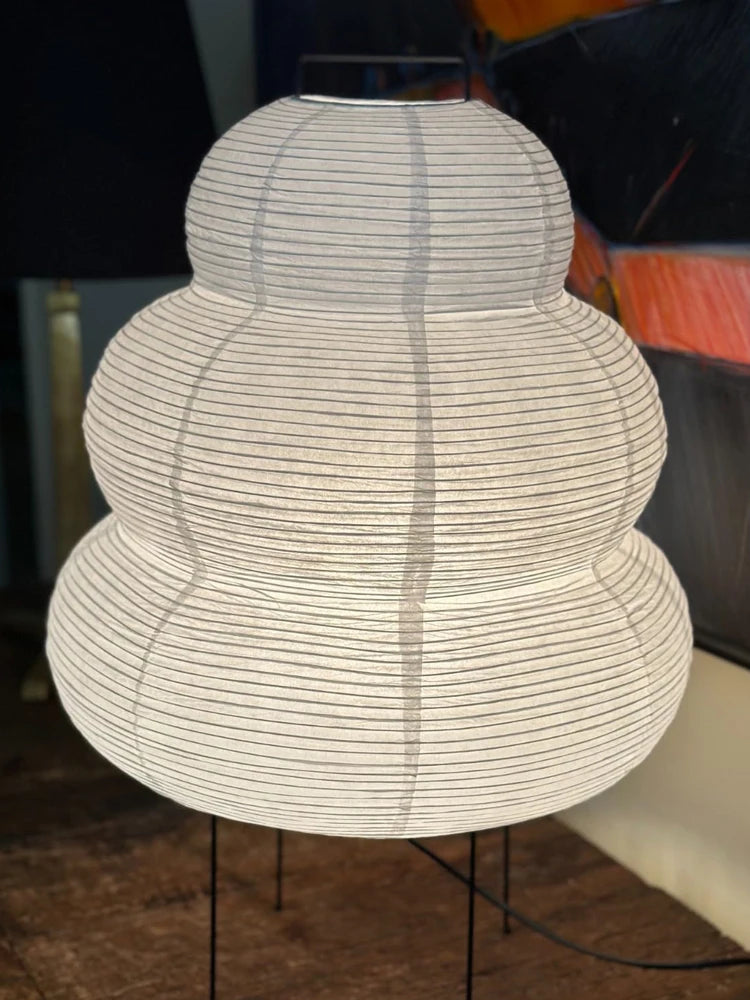Japanese Style LED Rice Paper Desk Lamp – Tricolor Dimming Home Art Decoration for Living Room, Hotel, Bedroom & Bedside Night Light