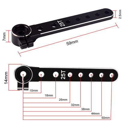 9IMOD 25T Servo Horn - 59mm Metal 25 Tooth Steering Arm Rocker for RC Fixed Wing Aircraft Parts