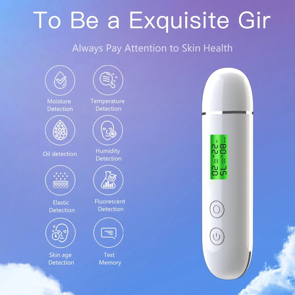 Portable Rechargeable Skin Analyzer LCD – Digital Water, Oil & Moisture Tester with Fluorescent Detection for Facial Skin Care Analysis Tool