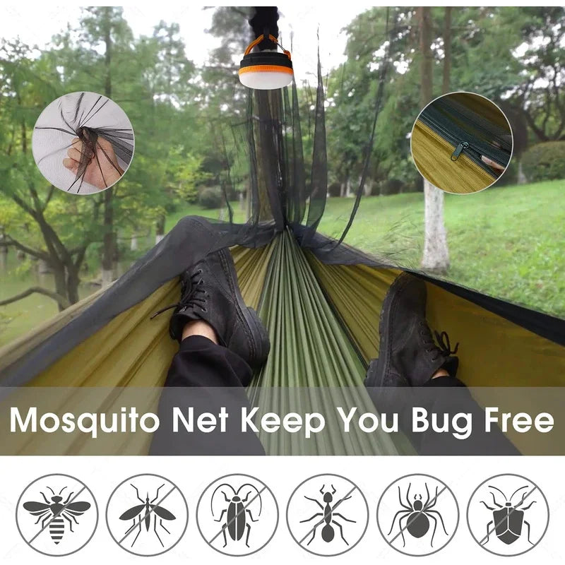 Camping Hammock with Mosquito Net - Waterproof Portable Outdoor Sleeping Shelter for Hiking & Travel