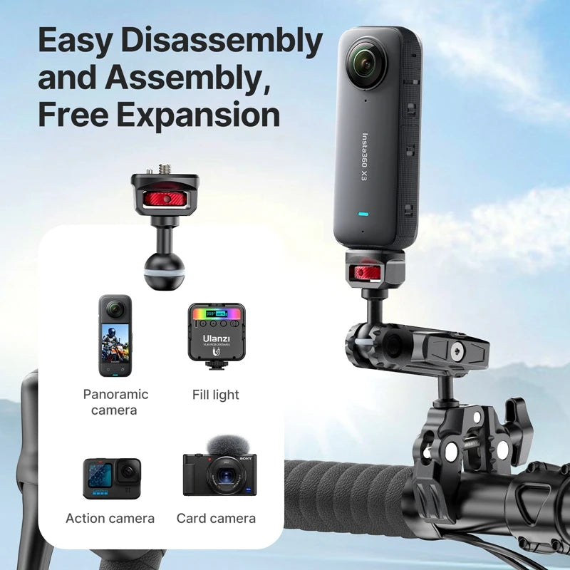 Ulanzi CO17 Super Clamp with 360° Dual-Head Magic Arm & Arri Adapter for Panoramic Camera, LED Light, and Umbrella