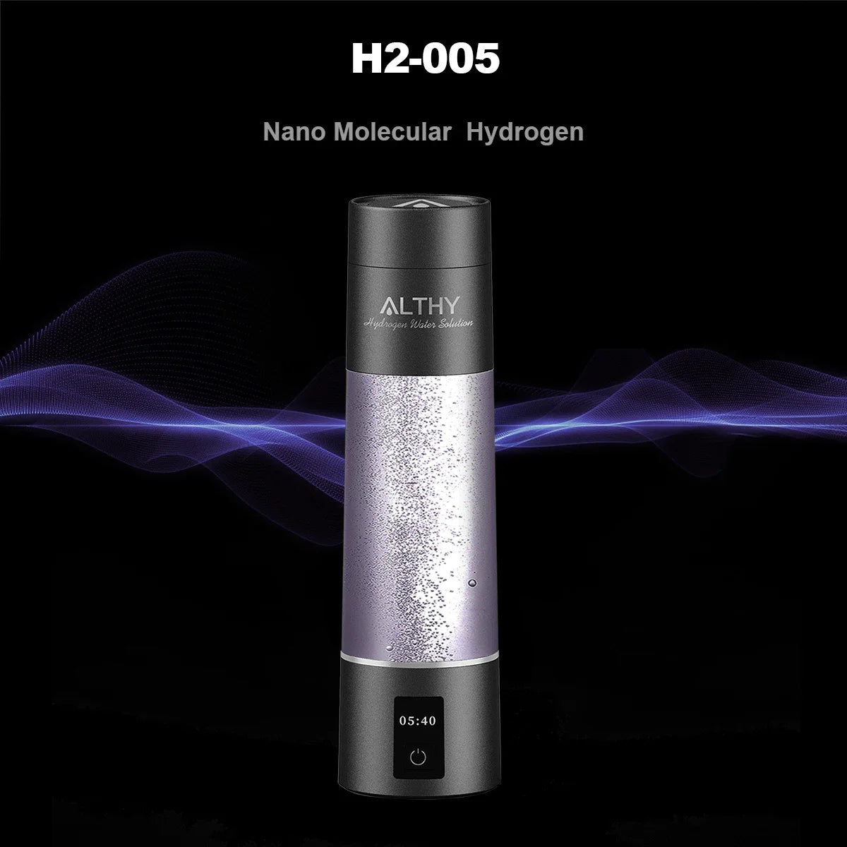 ALTHY Molecular Hydrogen Water Generator Bottle - DuPont SPE&PEM Dual Chamber Ionizer with Charging & Time Display