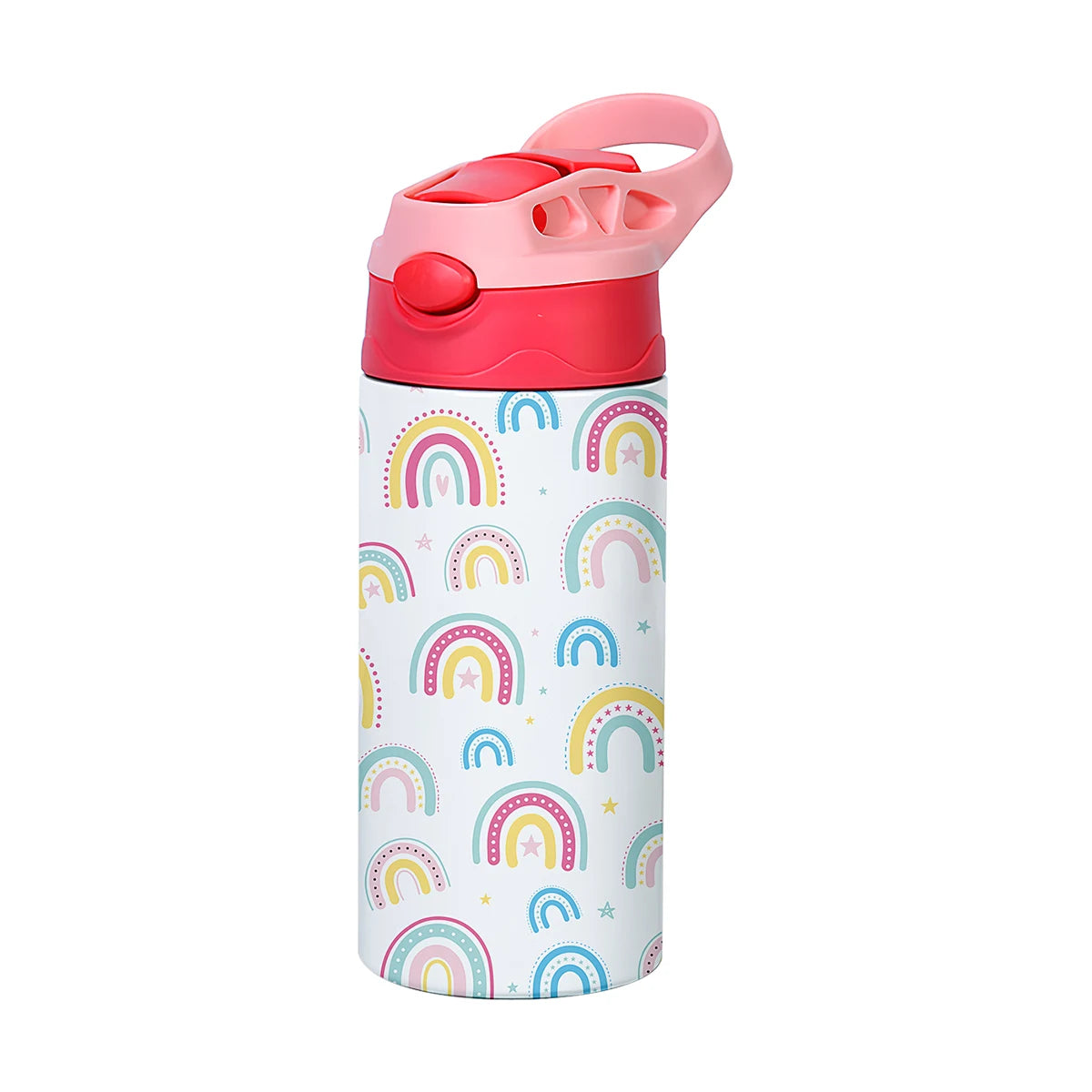 Cartoon Stainless Steel Insulated Cup — Animal Print Thermal Tumbler with Straw Lid, Bow Design Coffee Cup Gift