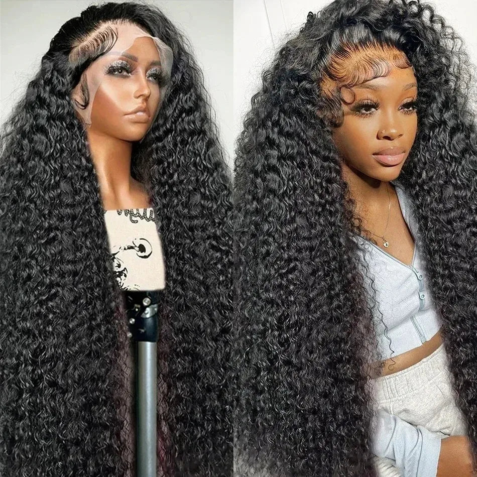 30-40 Inch Curly 13x6 HD Transparent Lace Frontal Wig – Deep Wave, 200 Density Raw Remy Brazilian Human Hair for Women