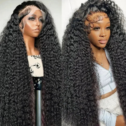 30-40 Inch Curly 13x6 HD Transparent Lace Frontal Wig – Deep Wave, 200 Density Raw Remy Brazilian Human Hair for Women