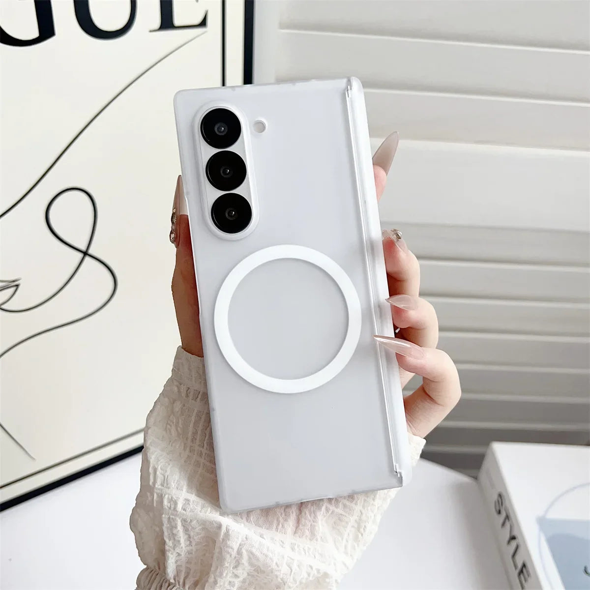 Magnetic Frosted Case for Samsung Galaxy Z Fold 7/6/5/4 with Wireless Charging & Hinge Protection