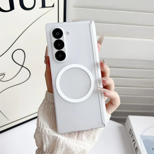 Magnetic Frosted Case for Samsung Galaxy Z Fold 7/6/5/4 with Wireless Charging & Hinge Protection