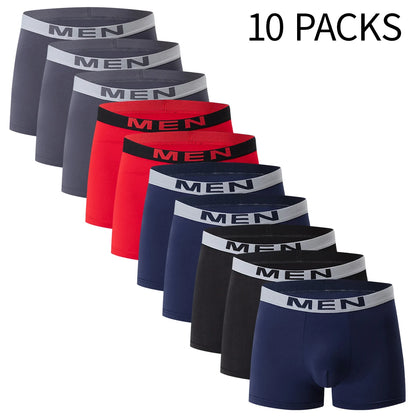 4/10 Pack Men's & Teen Boys' Boyshort Underwear – Comfy Elastic Waist, Parent-Child Matching, Multi-Size Fashion Shorts