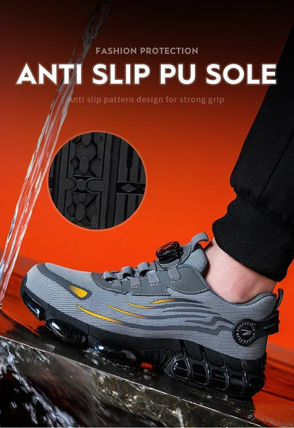 Rotating Button Safety Shoes for Men – Anti-Smash, Anti-Puncture Work & Security Protective Boots, Fashion Sport Design