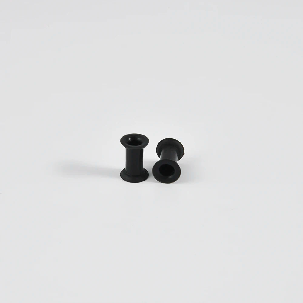 Pair of Supersize Black Silicone Double Flared Ear Tunnel Plugs — Flesh Gauge Expander Stretchers for Piercing