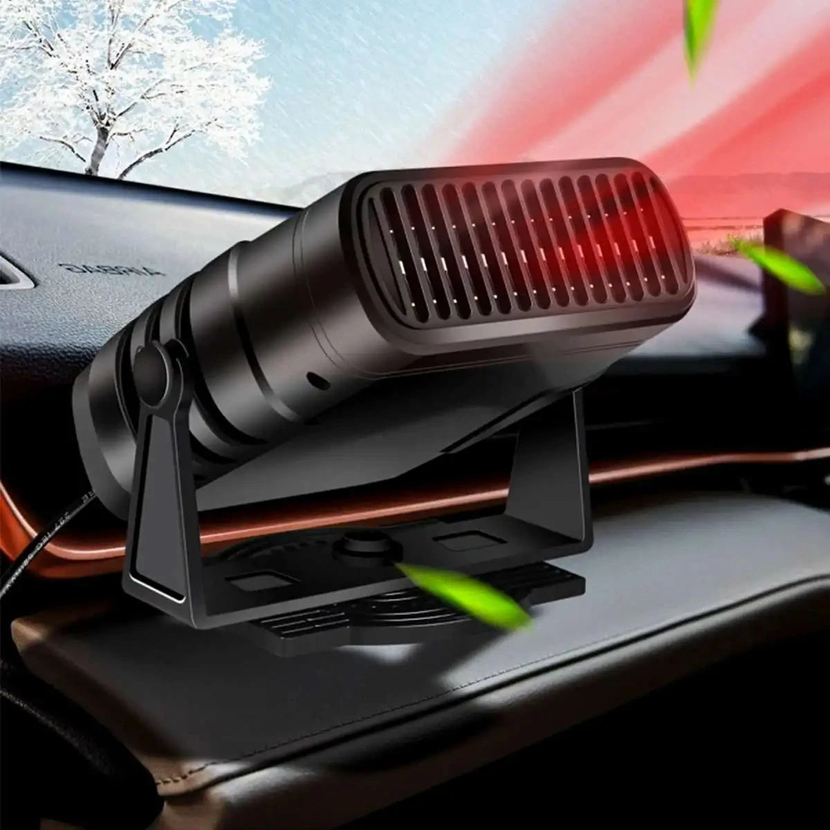 Electric Car Heater & Air Cooler Fan 12V/24V – Portable 120W Demister Defroster for Windshield Defogging