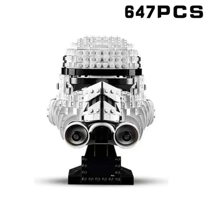 MOC Space Wars Helmet Building Blocks — Stormtrooper & Vader Fighter Model Bricks Toy, Birthday & Xmas Gift for Kids, Home Decor