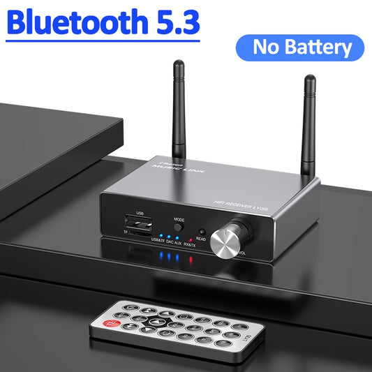 Bluetooth 5.3 Transmitter & Receiver | Low Latency Stereo AUX 3.5mm, Optical Wireless Audio Adapter with Remote Control for TV & PC
