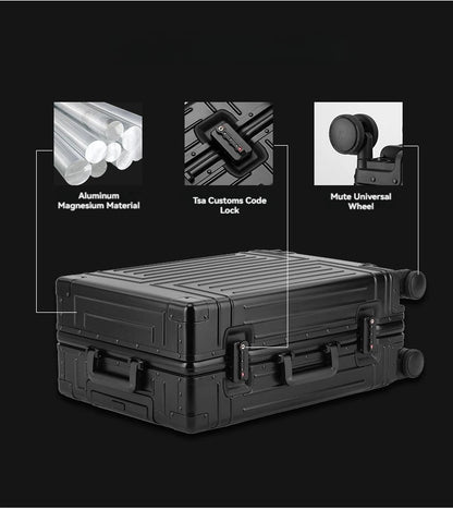 2024 Aluminum Luggage Set with Wheels – Durable Carry-On & Checked Suitcases for Men, Women, and Girls (20/24/26/28 Inch)