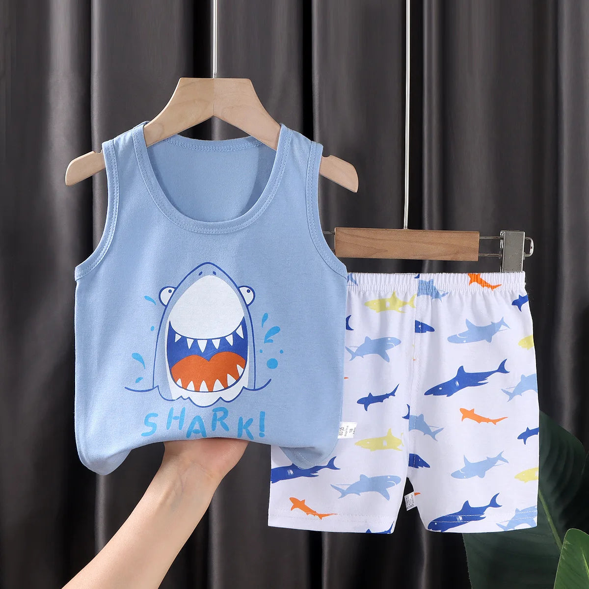 2PCS Kids Summer Vest Set – Cotton Sleeveless T-Shirt & Shorts for Boys & Girls Baby Clothes