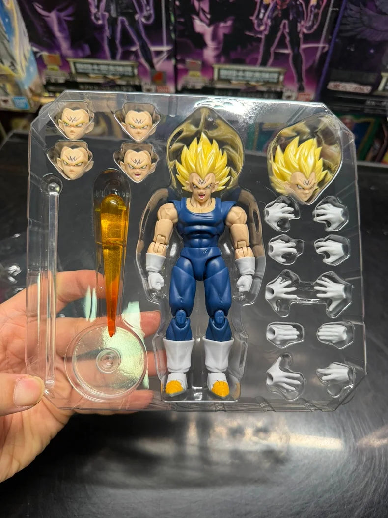 Majin Vegeta Super Saiyan Action Figure - Full Power Battle Damage Anime Collectible Model Toy