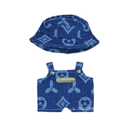 17cm Labubu Doll Clothes – Cowboy Party Outfit with Strap Pants & Fisherman Hat – Only Clothes, Hot Sale