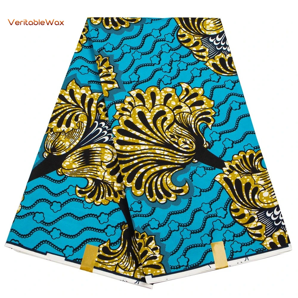 Ankara African Wax Print Fabric - Batik Pagne Polyester Material for DIY Sewing, Patchwork & Wedding Dress Craft