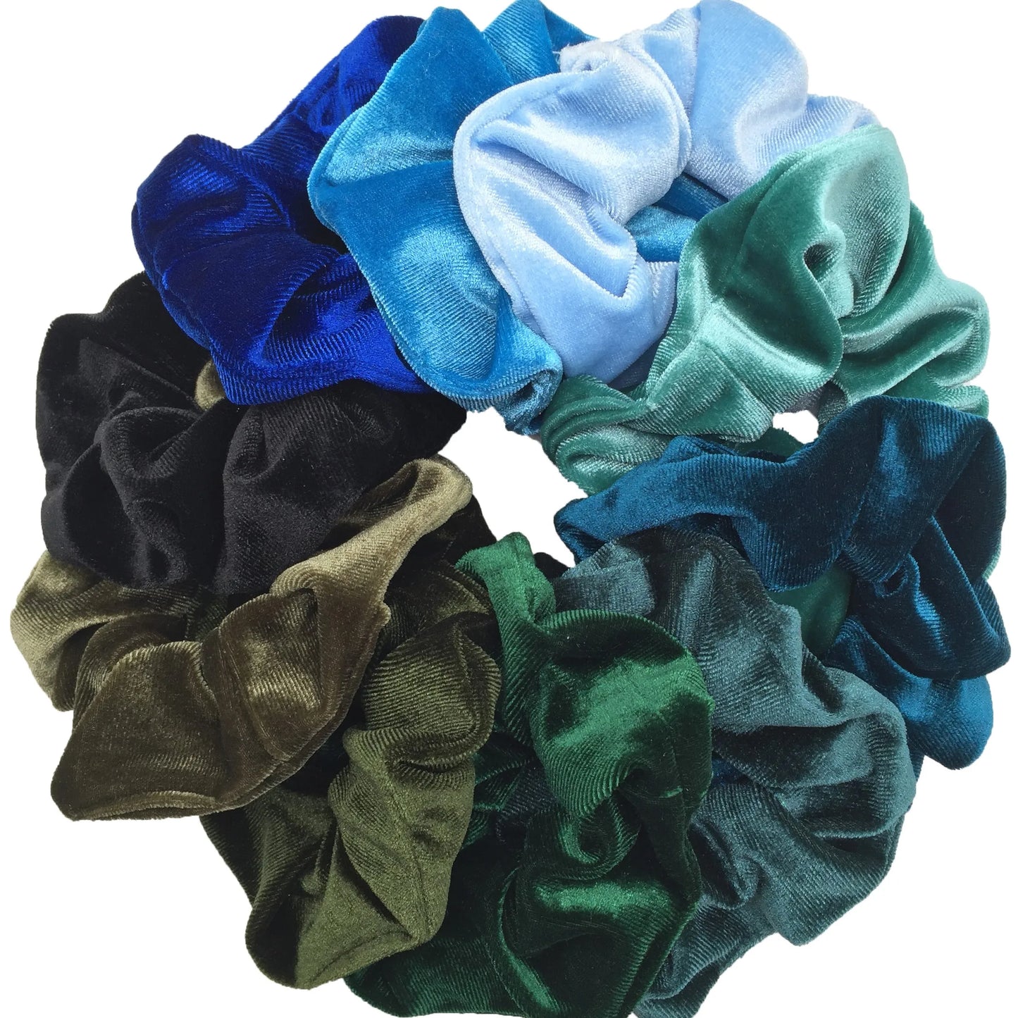 10/6/1Pcs Velvet Hair Scrunchies Set for Women – Solid Color Elastic Ponytail Hair Bands & Headband Accessories (Black Pack)