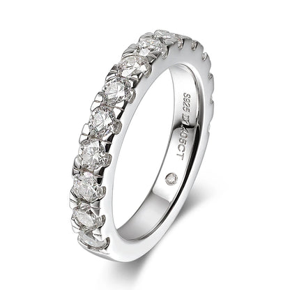 Serenity D Color VVS1 Moissanite Row Ring 1.4cttw — 100% S925 Sterling Silver Lab Diamond Ring for Women, 18K Plated Anniversary Gift