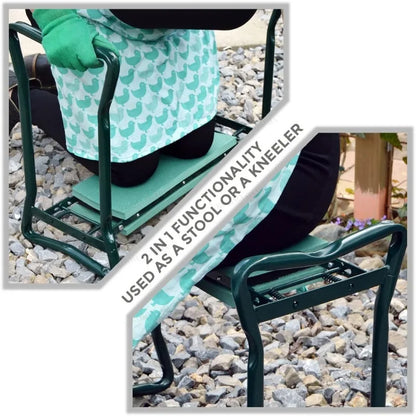 Foldable Garden Kneeling Stool & Tool Kit – Portable Gardening Seat & Kneeling Pad for Outdoor Planting