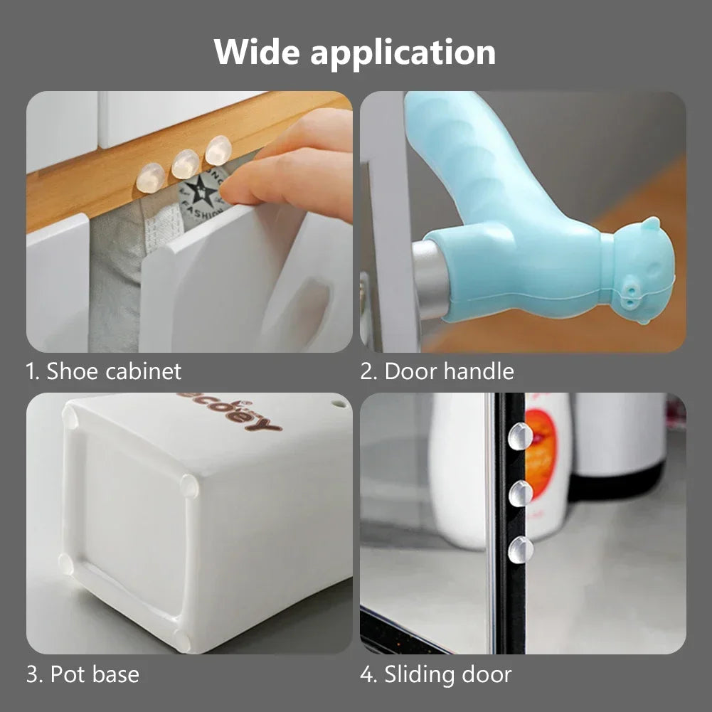 100Pcs Self-Adhesive Door Stoppers – Rubber Damper Buffers, Silicone Furniture Pads, Cabinet Cushions & Protective Pads